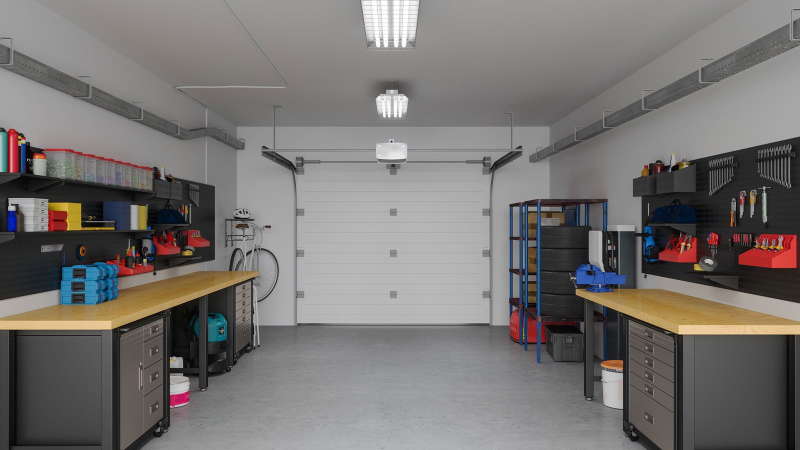 A clean, organized Chicago garage after a full cleanout