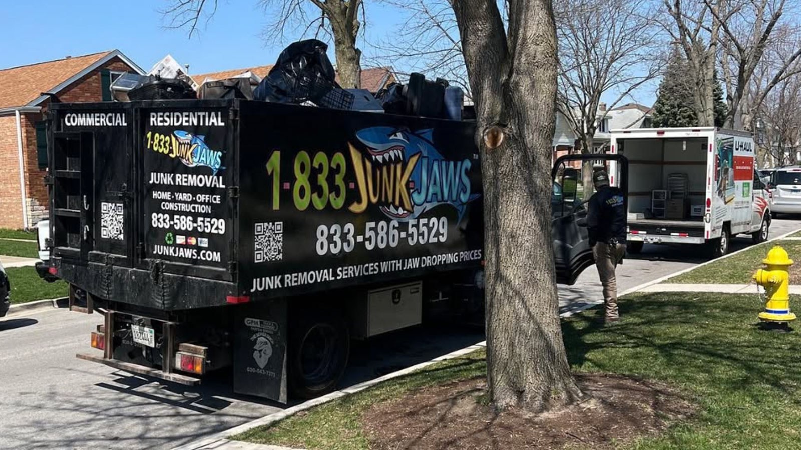 A fully loaded Junk Jaws truck after a commercial cleanout in Chicago