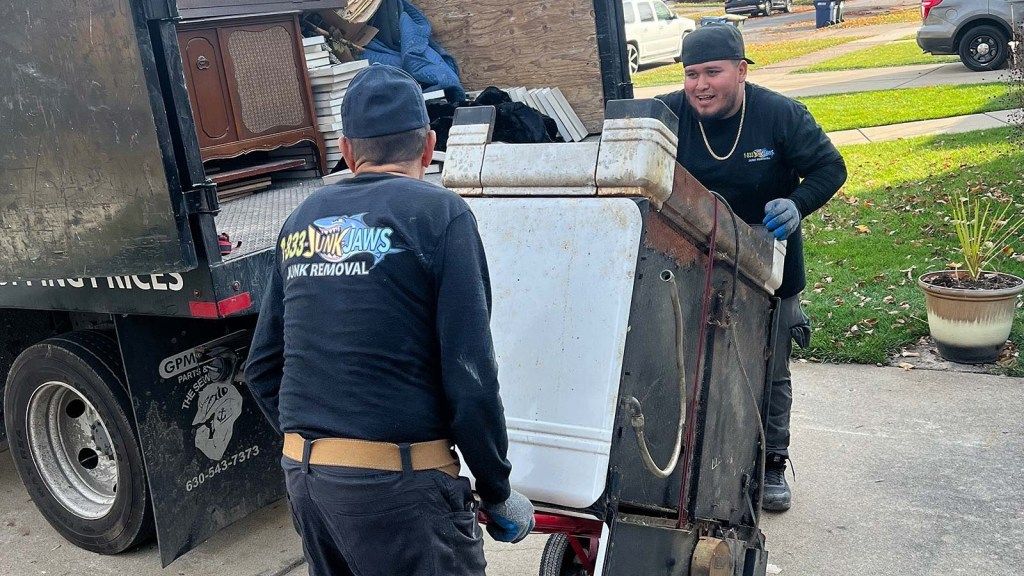 Old appliances staged for responsible disposal