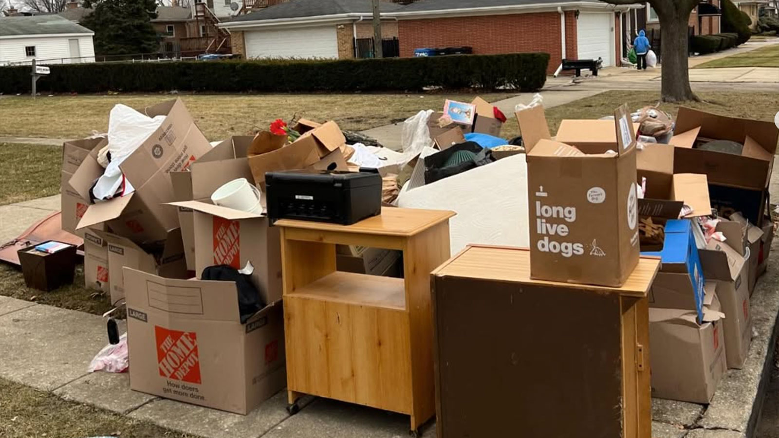 A pile of household junk staged for loading during a Junk Jaws cleanout.