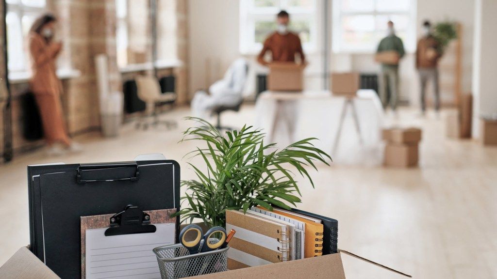 A Chicago office being cleaned out and prepared for a move